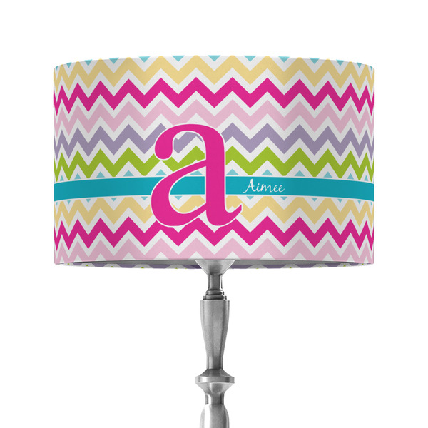 Colorful Chevron 12" Drum Lampshade - ON STAND (Fabric)