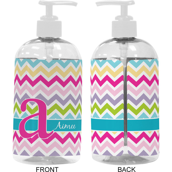 Colorful Chevron 16 oz Plastic Liquid Dispenser- Approval- White