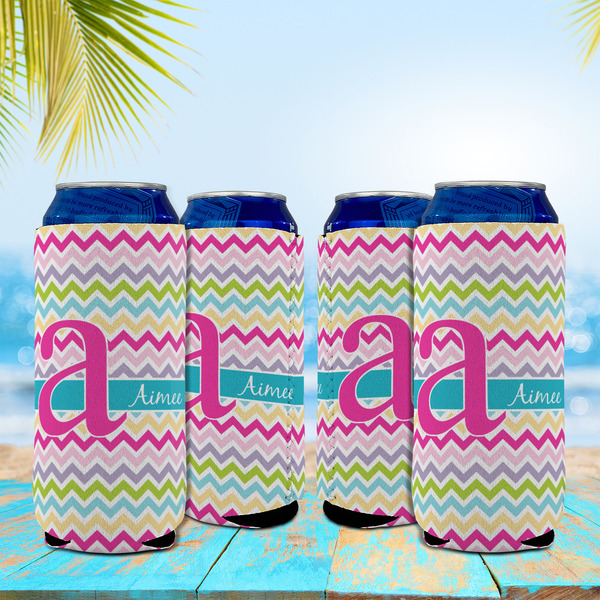 Colorful Chevron 16oz Can Sleeve - Set of 4 - LIFESTYLE