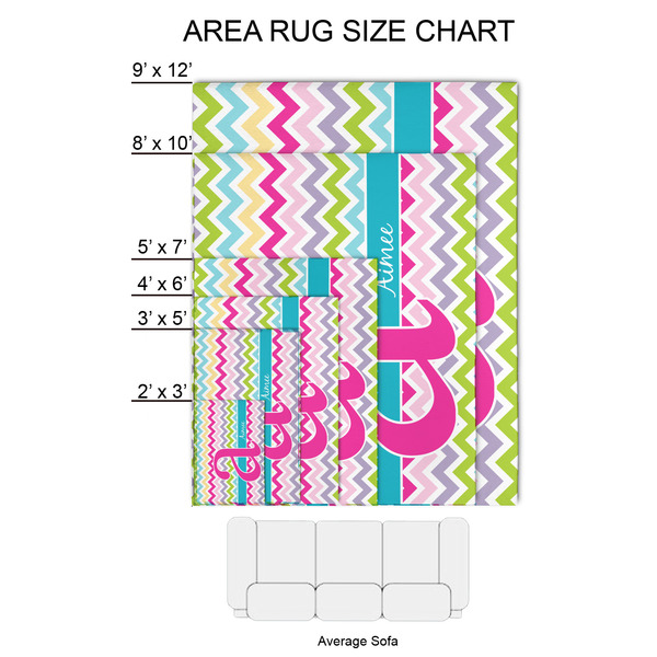 Colorful Chevron 2'x3' Indoor Area Rugs - Size Chart