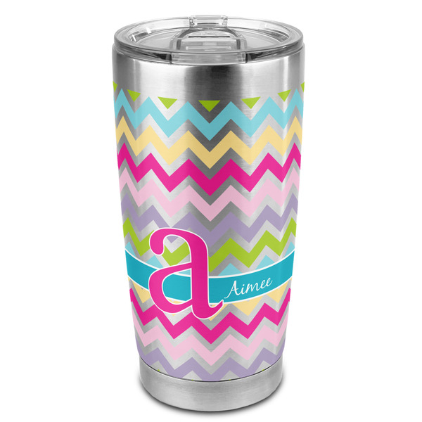 Custom Colorful Chevron 20oz Stainless Steel Double Wall Tumbler - Full Print (Personalized)