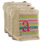 Colorful Chevron 3 Reusable Cotton Grocery Bags - Front View