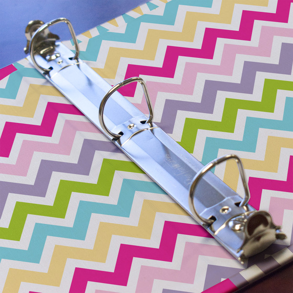 Colorful Chevron 3 Ring Binders - Full Wrap - 1" - DETAIL