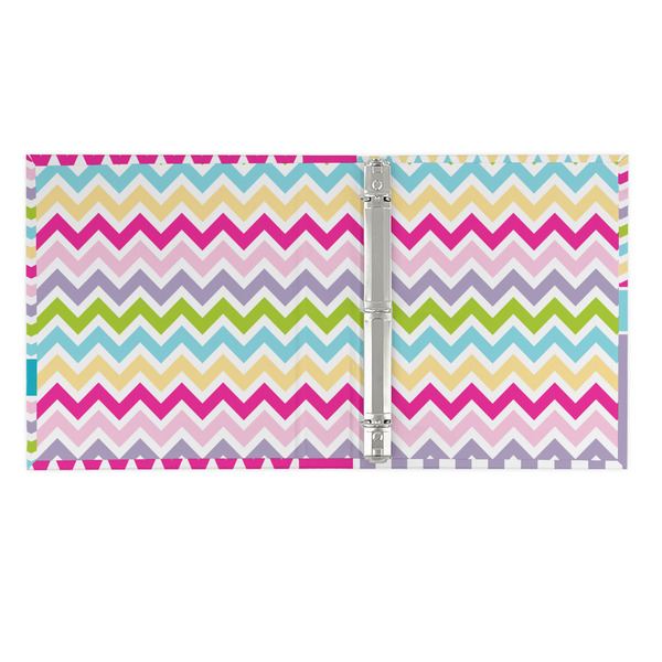 Colorful Chevron 3 Ring Binders - Full Wrap - 1" - OPEN INSIDE