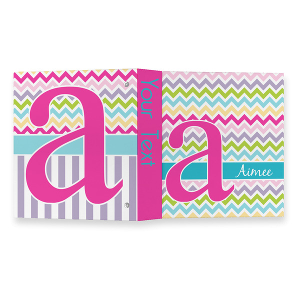 Colorful Chevron 3 Ring Binders - Full Wrap - 1" - OPEN OUTSIDE