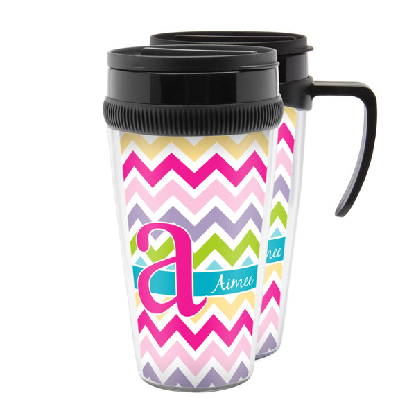 Custom Colorful Chevron Acrylic Travel Mug (Personalized)