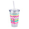 Colorful Chevron 16oz Double Wall Acrylic Tumbler with Lid & Straw - Full Print (Personalized)