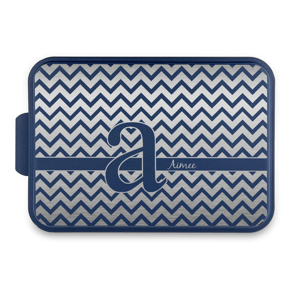 Custom Colorful Chevron Aluminum Baking Pan with Navy Lid (Personalized)