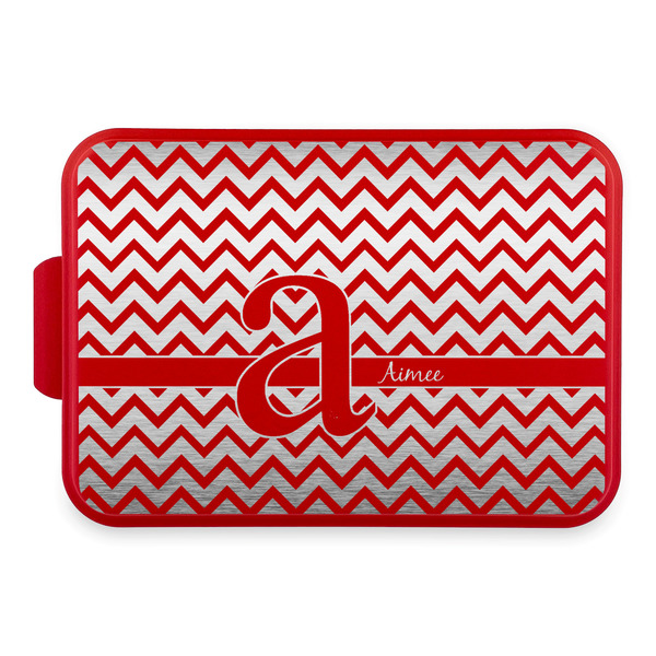 Custom Colorful Chevron Aluminum Baking Pan with Red Lid (Personalized)
