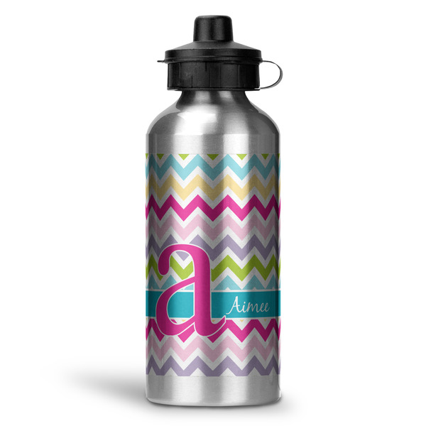 Custom Colorful Chevron Water Bottle - Aluminum - 20 oz (Personalized)