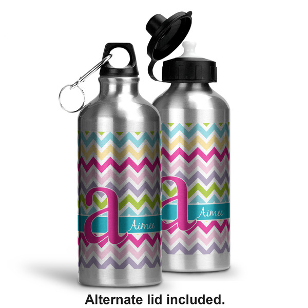 Colorful Chevron Aluminum Water Bottle - Alternate lid options
