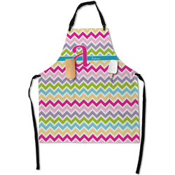 Colorful Chevron Apron With Pockets w/ Name and Initial