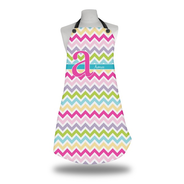 Custom Colorful Chevron Apron w/ Name and Initial