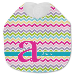 Colorful Chevron Jersey Knit Baby Bib w/ Name and Initial