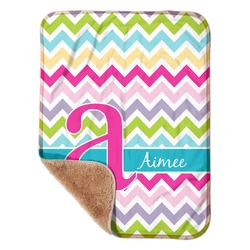 Colorful Chevron Sherpa Baby Blanket - 30" x 40" w/ Name and Initial
