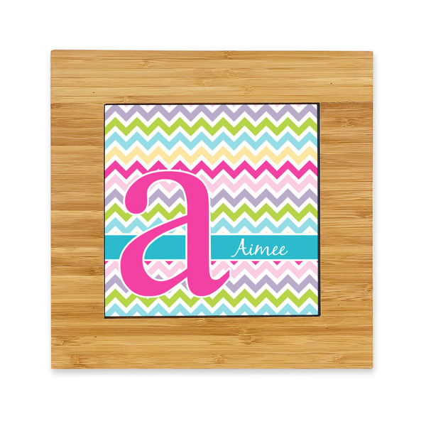 Custom Colorful Chevron Bamboo Trivet with Ceramic Tile Insert (Personalized)