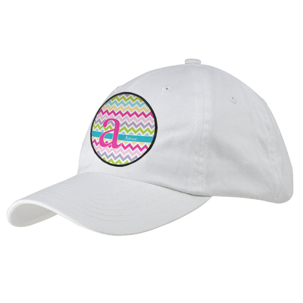 Custom Colorful Chevron Baseball Cap - White (Personalized)