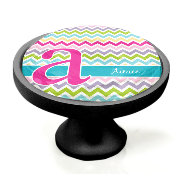 Colorful Chevron Black Custom Cabinet Knob (Side)