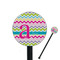 Colorful Chevron 5.5" Round Plastic Stir Sticks - Black - Single Sided (Personalized)