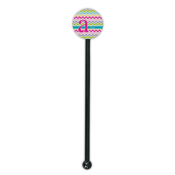Colorful Chevron Black Plastic 5.5" Stir Stick - Round - Single Stick