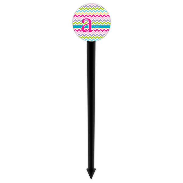 Colorful Chevron Black Plastic 6" Food Pick - Round - Single Pick