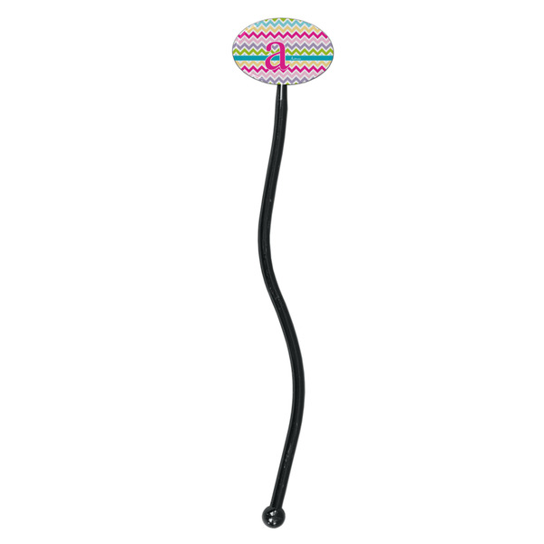 Colorful Chevron Black Plastic 7" Stir Stick - Oval - Single Stick