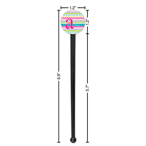 Colorful Chevron Black Plastic 7" Stir Stick - Round - Dimensions