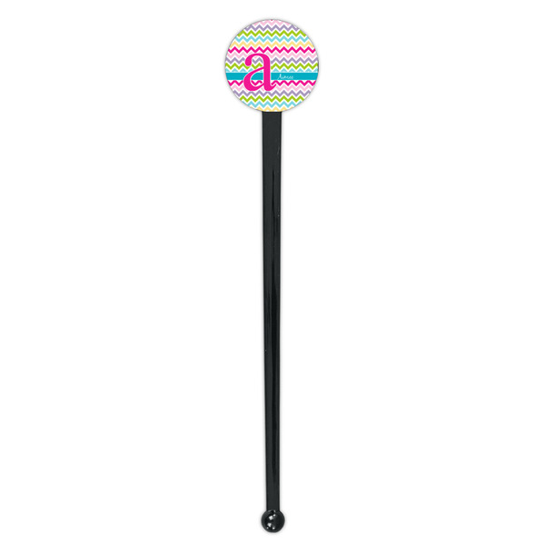Colorful Chevron Black Plastic 7" Stir Stick - Round - Single Stick