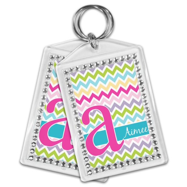 Colorful Chevron Bling Keychain - MAIN