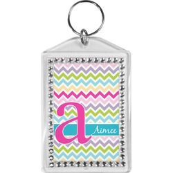 Colorful Chevron Bling Keychain (Personalized)