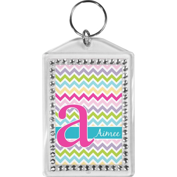 Custom Colorful Chevron Bling Keychain (Personalized)