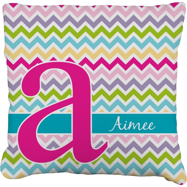 Custom Colorful Chevron Faux-Linen Throw Pillow 16" (Personalized)