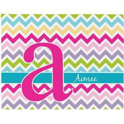 Colorful Chevron Woven Fabric Placemat - Twill w/ Name and Initial
