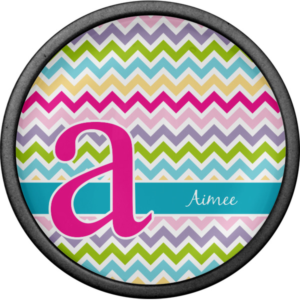 Colorful Chevron Cabinet Knob - Black - Front
