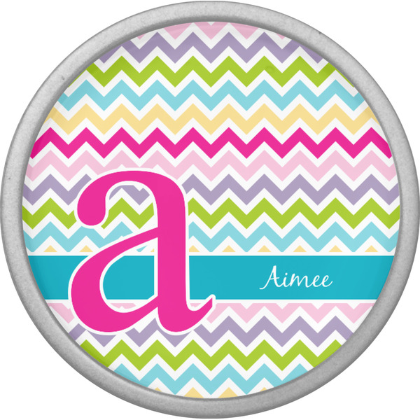 Colorful Chevron Cabinet Knob - Nickel - Front