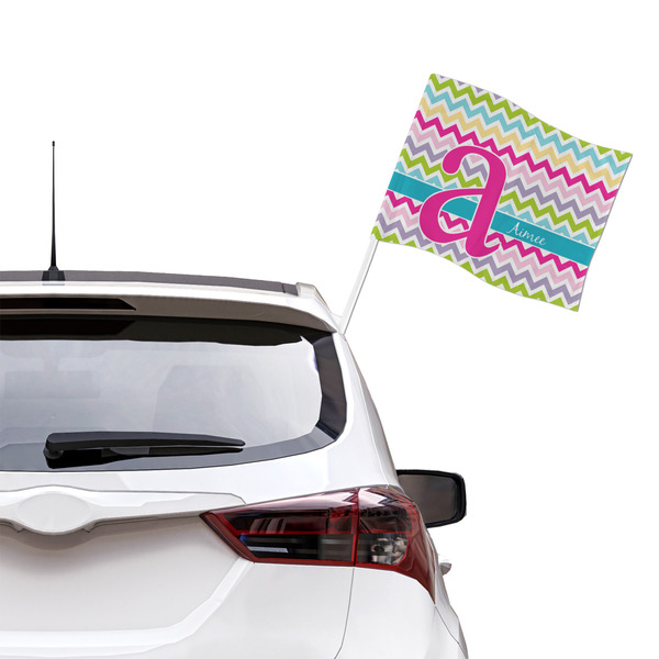 Colorful Chevron Car Flag - Large - LIFESTYLE