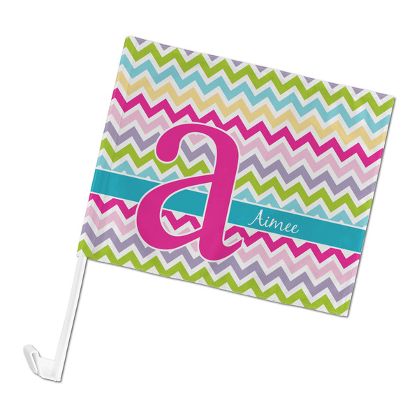 Custom Colorful Chevron Car Flag - Large (Personalized)
