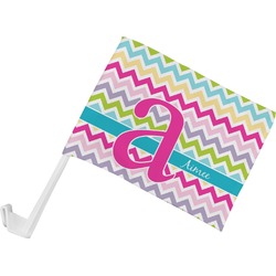 Colorful Chevron Car Flag - Small w/ Name and Initial