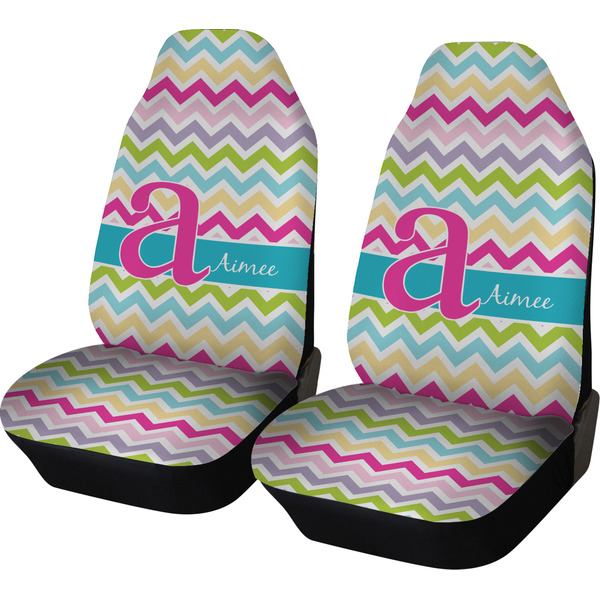 Custom Colorful Chevron Car Seat Covers (Set of Two) (Personalized)