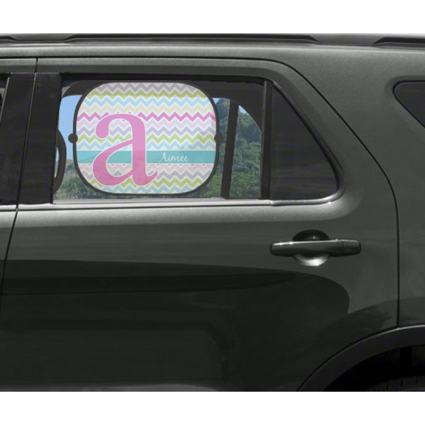 Colorful Chevron Car Sun Shade Black - In Car Window