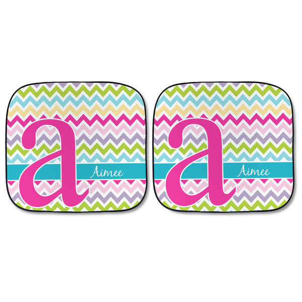 Colorful Chevron Car Sun Shades - FRONT