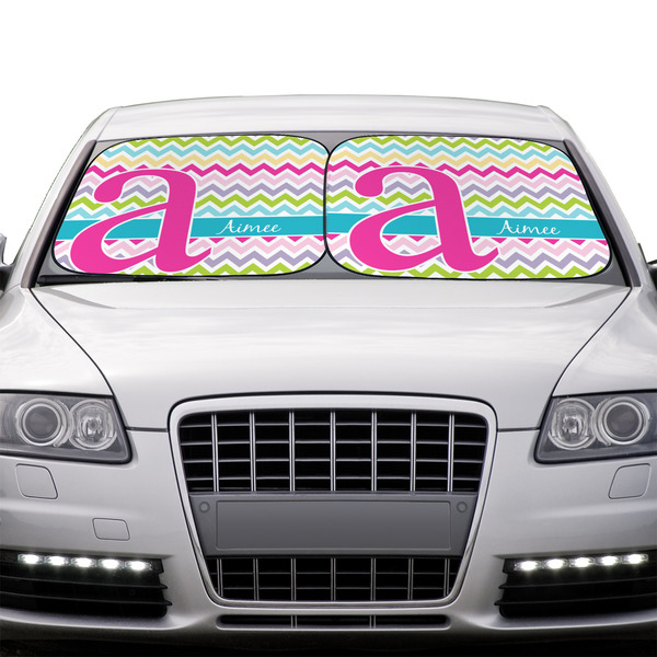 Colorful Chevron Car Sun Shades - IN CONTEXT