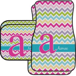Colorful Chevron Car Floor Mats Set - 2 Front & 2 Back (Personalized)