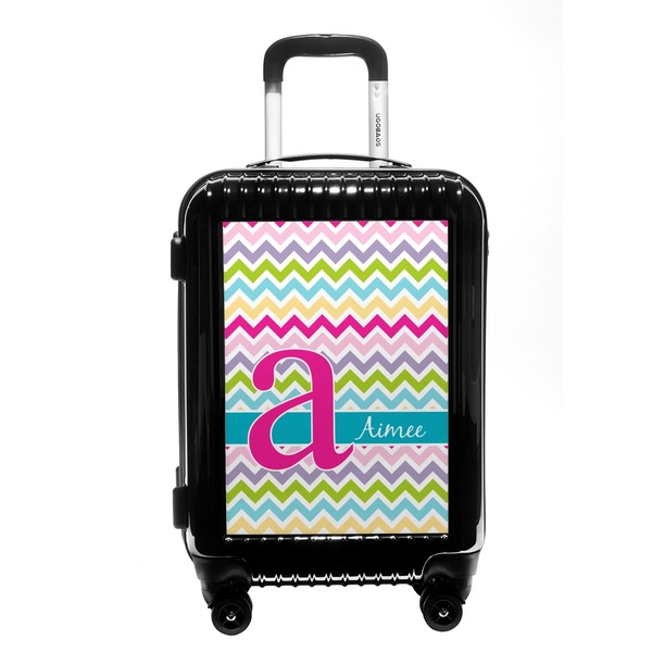 Custom Colorful Chevron Carry On Hard Shell Suitcase (Personalized)