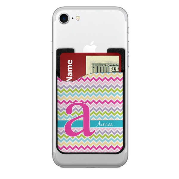Custom Colorful Chevron 2-in-1 Cell Phone Credit Card Holder & Screen Cleaner (Personalized)