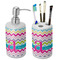Colorful Chevron Ceramic Bathroom Accessories Set (Personalized)