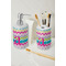 Colorful Chevron Ceramic Bathroom Accessories - LIFESTYLE (toothbrush holder & soap dispenser)