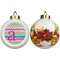 Colorful Chevron Ceramic Christmas Ornament - Poinsettias (APPROVAL)