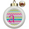 Colorful Chevron Ceramic Ball Ornaments - Poinsettia Garland (Personalized)