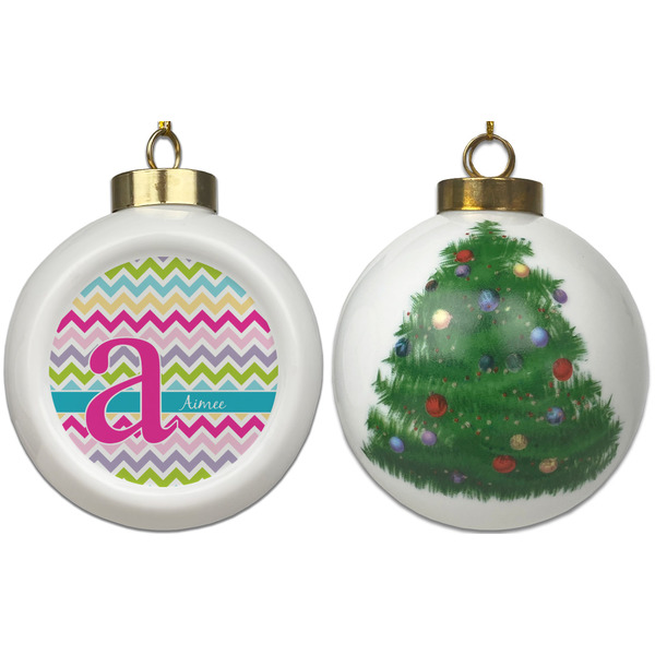 Colorful Chevron Ceramic Christmas Ornament - X-Mas Tree (APPROVAL)